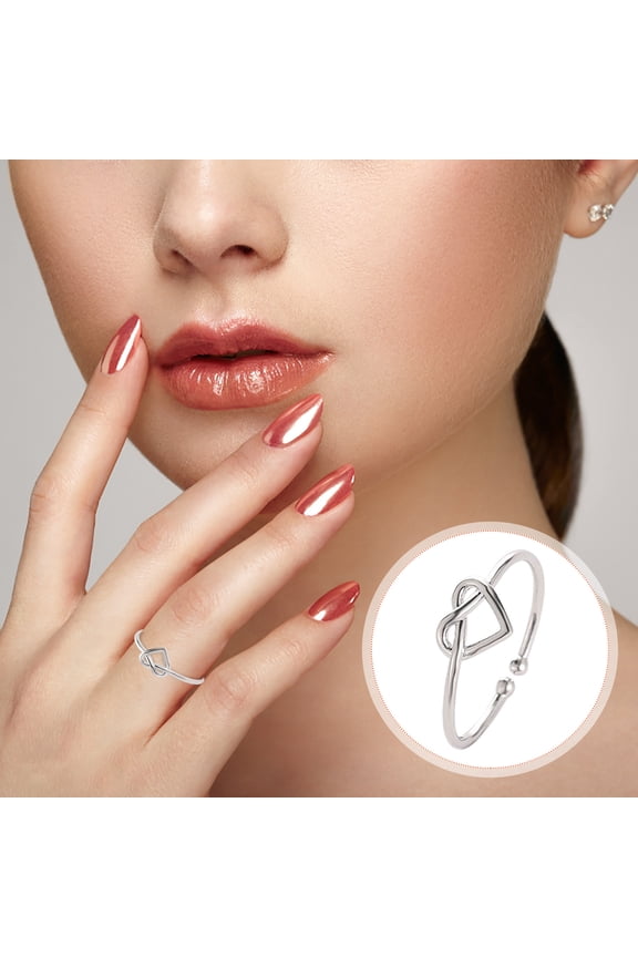 Jewelry VerPetridure Knot Heart-Shaped Cool Ring Opening Adjustabl Uniform Code Wonderful Gift