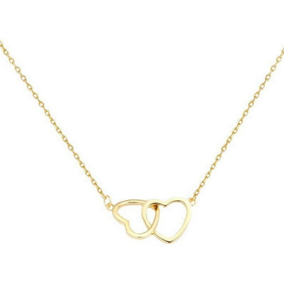 Jewelry VerPetridure Ladies Alloy Peach Heart Double Heart Necklace Female Love Necklace Gold