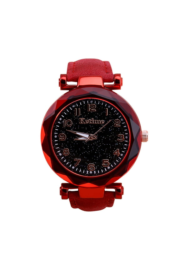 Jewelry VerPetridure Ladies Casual Quartz Watch Sky Twinkling Dial Leather Strap Watch