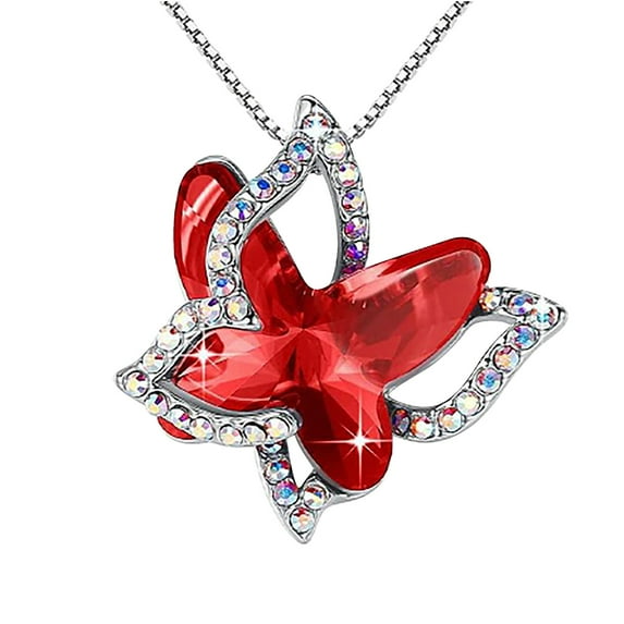 Jewelry VerPetridure Ladies Crystal Butterfly Necklace Multicolor Pendant Necklace
