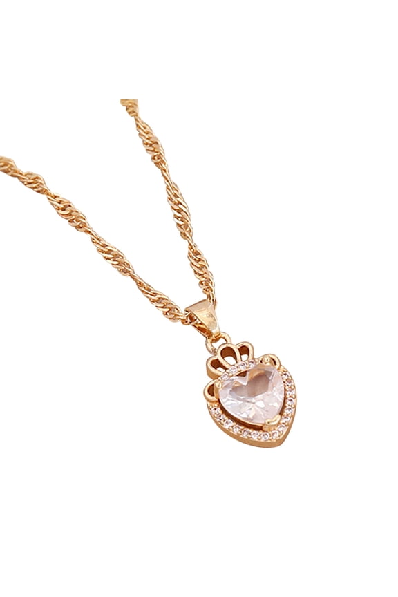 Jewelry VerPetridure Ladies Multicolor Love Necklace Crystal Clavicle Chain Pendant