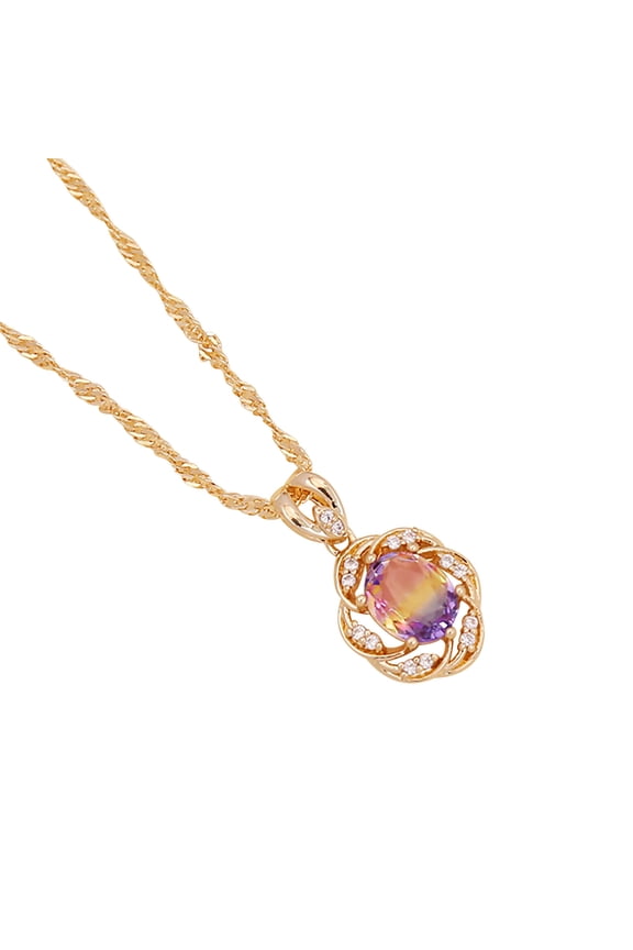 Jewelry VerPetridure Ladies Multicolor Sun Flower Necklace Crystal Clavicle Chain Pendant