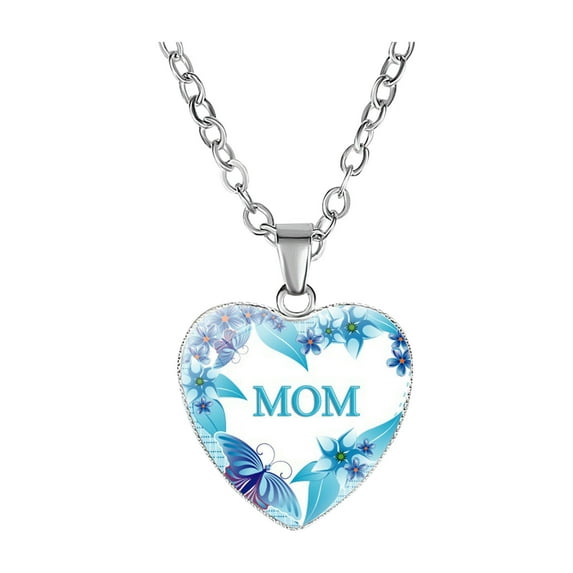 Jewelry VerPetridure Mother's Love Letter Love MOM Heart Pendant Necklace Gemstone Necklace