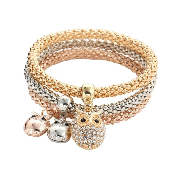 Jewelry VerPetridure Multilayer Bracelets - 3PCS Gold/Silver/Rose Gold Corn Chain Bracelet For Women Heart Shaped Stretch Bracelet
