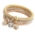 thumbnail image 1 of Jewelry VerPetridure Multilayer Bracelets - 3PCS Gold/Silver/Rose Gold Corn Chain Bracelet For Women Heart Shaped Stretch Bracelet, 1 of 3