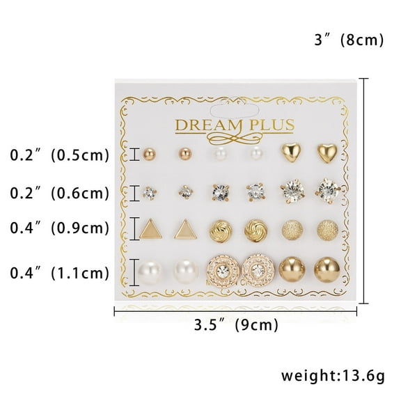 Jewelry VerPetridure New Paper Card Zircon Earrings All-match 20 Pairs Of Pearl Card Earrings Female