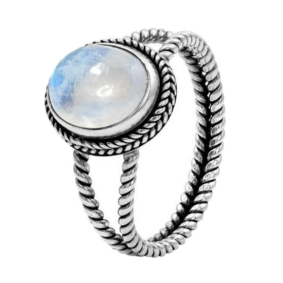 Jewelry VerPetridure Retro Charm Women's Wedding Ring Engagement Luminous Stone Egg Shape Gem Ring