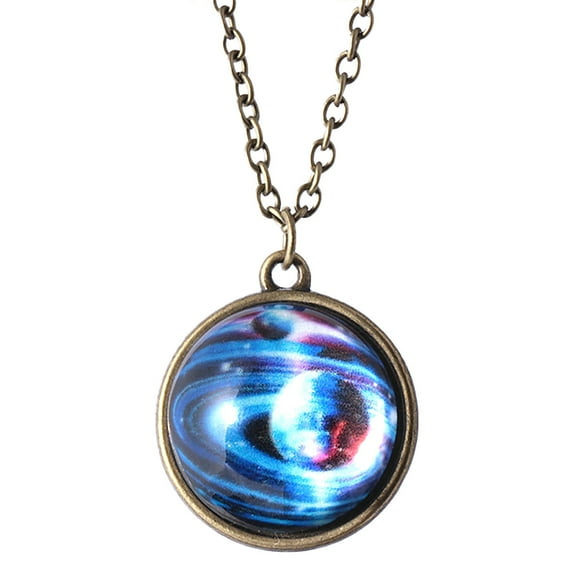 Jewelry VerPetridure Solar System Necklace Pendant Planet Necklace Galaxy Double Sided Glass Dome