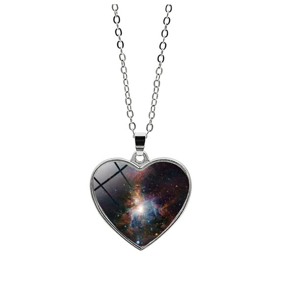 Jewelry VerPetridure Solar System Planet Galaxy Double Sided Necklace Universe Heart Pendant Necklace
