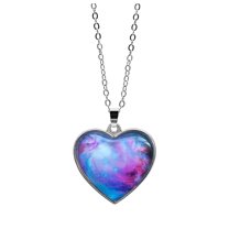 Jewelry VerPetridure Solar System Planet Galaxy Double Sided Necklace Universe Heart Pendant Necklace