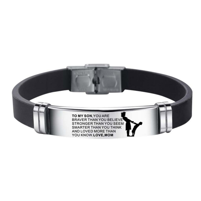 Clearance Jewelry Under 5 VerPetridure Son Bracelet from Mom And Dad Steel Silicone Bracelets Inspirational Bracelet