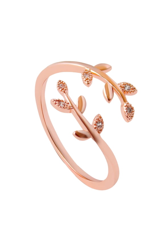 Jewelry VerPetridure Trendy Ladies Hollow Carved Rose Gold And Silver Small Leaf Open Ring