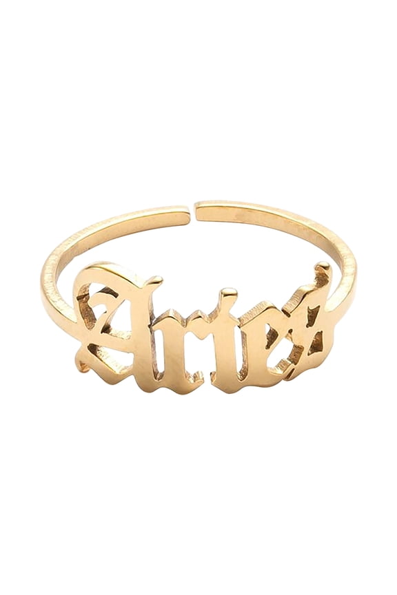 Jewelry VerPetridure Twelve Constellation English Letter Ring Opening Stainless Steel Adjustable Ring