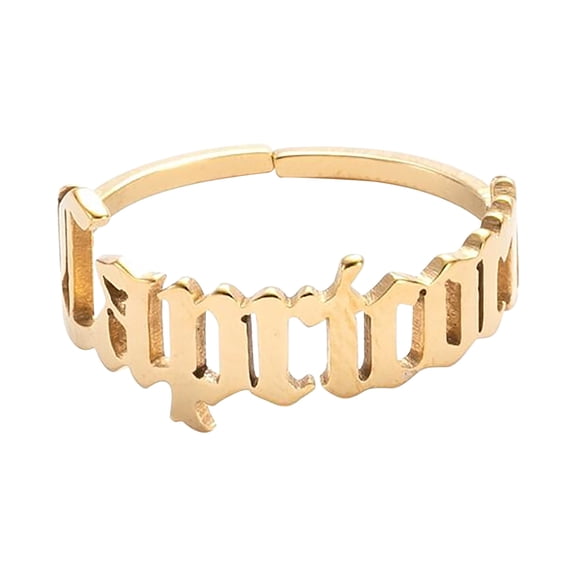 Jewelry VerPetridure Twelve Constellation English Letter Ring Opening Stainless Steel Adjustable Ring