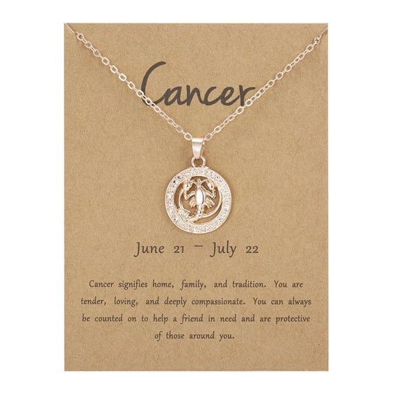 Jewelry VerPetridure Twelve Constellation Necklace Rose Gold Round Hollow Animal Clavicle Necklace