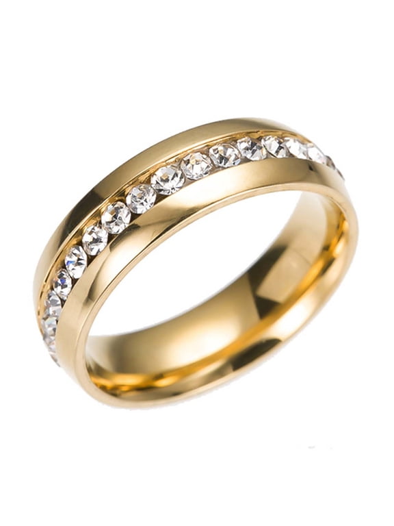 Jewelry VerPetridure Unisex Stainless Steel Crystal Ring For Men And Women Couple Ring