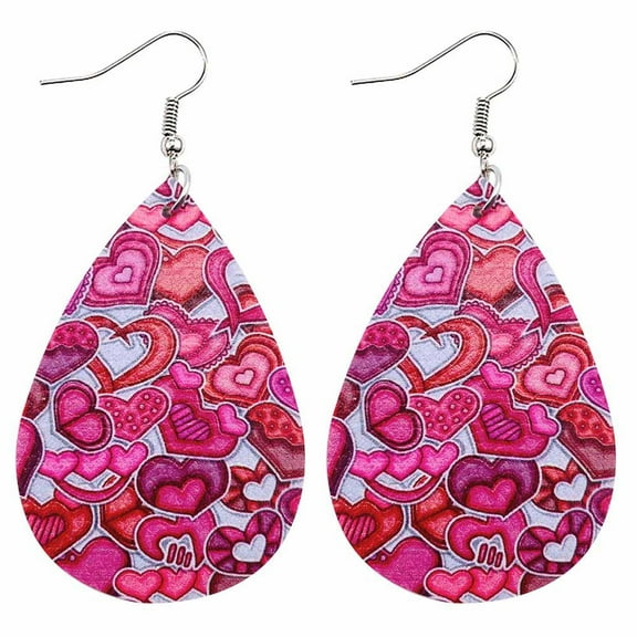 Jewelry VerPetridure Valentine's Day Earrings Heart Love Red Lips Double Sided Printed Earrings