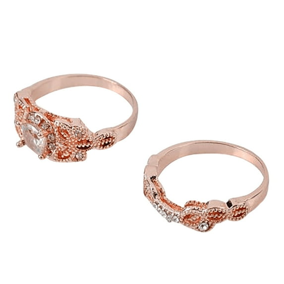 Jewelry VerPetridure Women 1Pair Ring/Set Rose Gold Filled Wedding Engagement Ring
