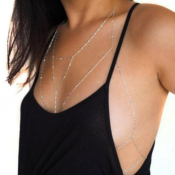 Jewelry VerPetridure Women Alloy Bead Body Chain Beach Bikini Harness Necklace Bralette Chain SL