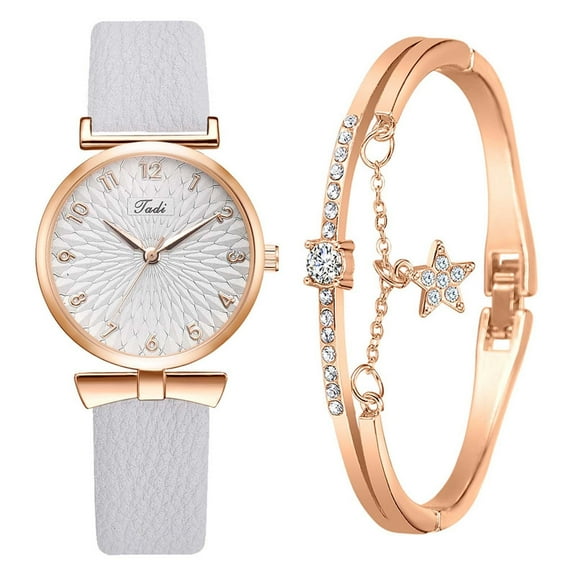 Jewelry VerPetridure Women Watches Bracelet Set Flowers Ladies Bracelet Watch Casual Leather Quartz