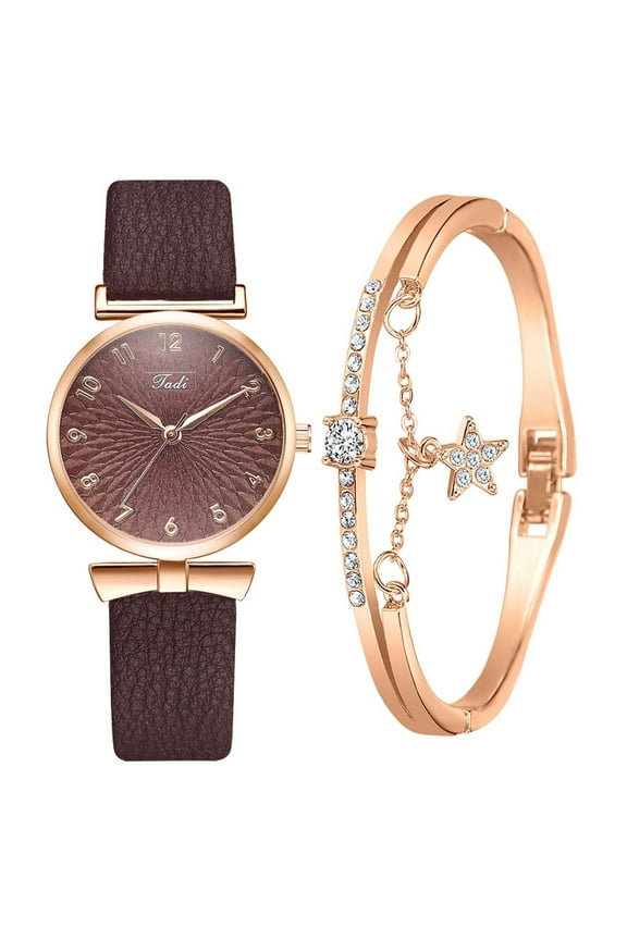 Jewelry VerPetridure Women Watches Bracelet Set Flowers Ladies Bracelet Watch Casual Leather Quartz