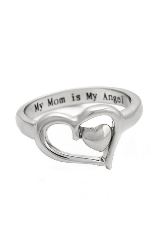 Jewelry VerPetridure Women's Rings Heart Lettering My Mom Is My Angel Ring Jewelry