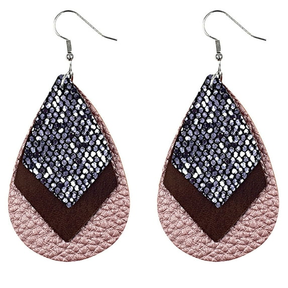 Jewelry VerPetridure Womens Leopard Leather Earrings Teardrop Dangle Earrings Leaf Earrings