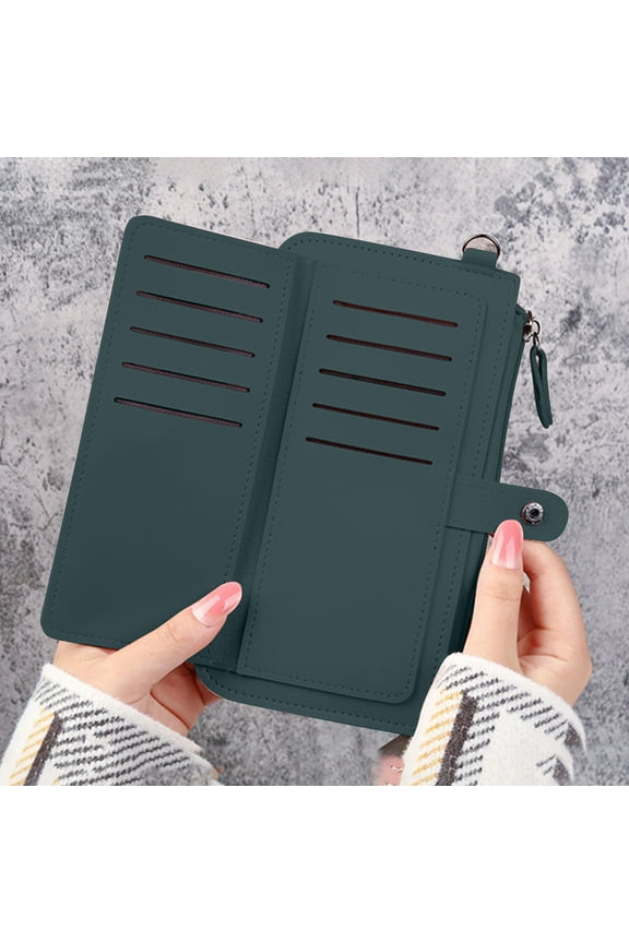 Leather Wallets for Women,Slim Wallet Blocking Checkbook Wallet with Zipper and Credit Card Slots