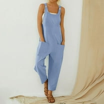 Jumpsuits for Women Womens Fashion Ethnic Style Solid Buttons Pocket Suspender Long Jumpsuit Womens Jumpers and Rompers Casual Ladies Rompers and Jumpsuits