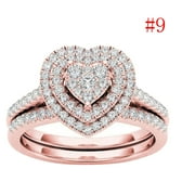 KANY BOOKS Clearance! KANY Women Gift Ideas Mother's Day Gifts Jewel Rings for Women Heart-shaped Ring Women Index Finger Ring Fashion Couple Ring Set Jewelry Gift (Silver Size 6)