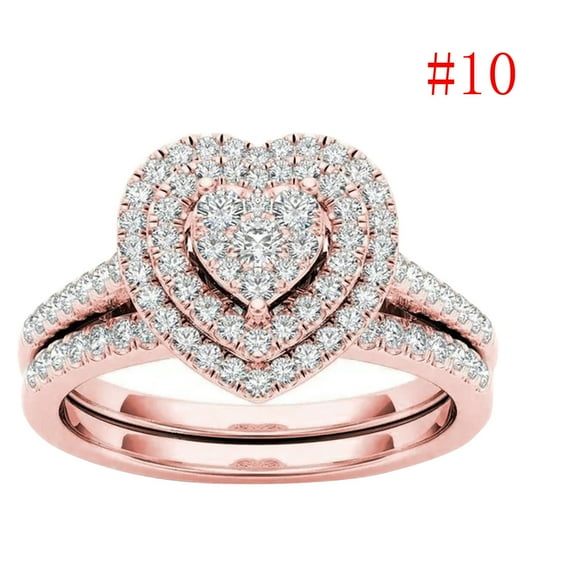 Clearance! KANY Rings Engagement Mother's Day Gifts for Mom Jewelry Clearance Rings 5.00 Heart-shaped Ring Women Index Finger Ring Fashion Couple Ring Set Jewelry Gift (Rose Gold Size 10)