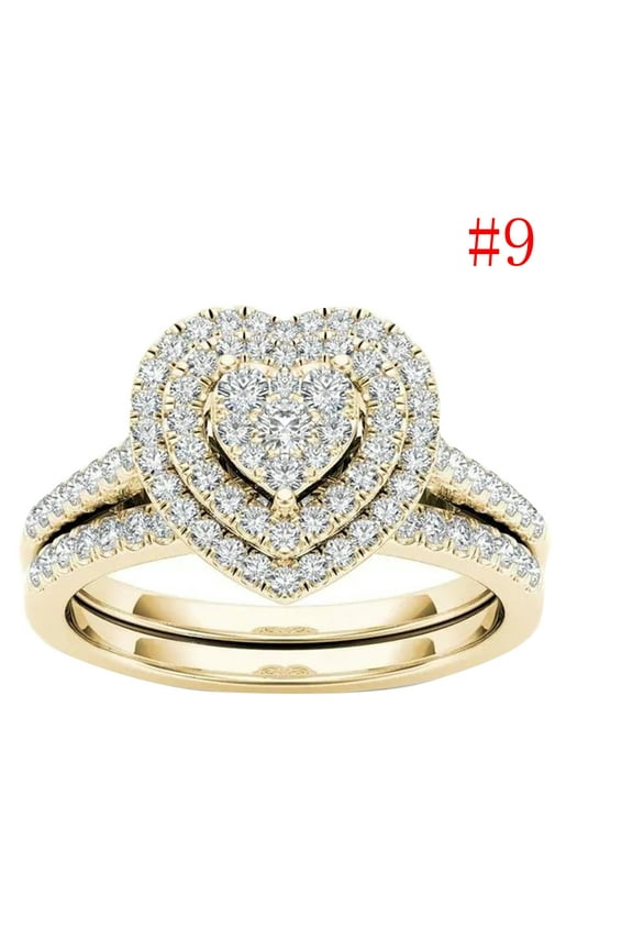 Clearance! KANY Women's Jewelry Mother's Day Gifts for Wife Jewelry Clearance Rings 5.00 Heart-shaped Ring Women Index Finger Ring Fashion Couple Ring Set Jewelry Gift (Gold Size 9)