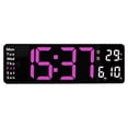 thumbnail image 1 of Clearance Kaireo Clock, Large Screen Function Display Clock Digital Clock (13 Inches) Pink Light, Large Led Digital Wall Clock Temperature Date Day Display Usb Remote Control, Home Clock, 1 of 7