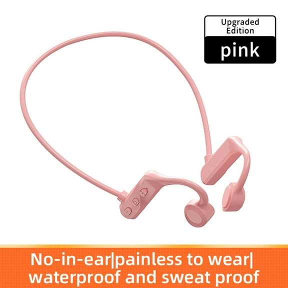 Clearance! Kbndieu Bone Conduction Headphones, Open Ear Wireless Bluetooth Headphones, Long Standby Sweatproof Waterproof Headset for Running, Cycling, Hiking, Driving (Pink)