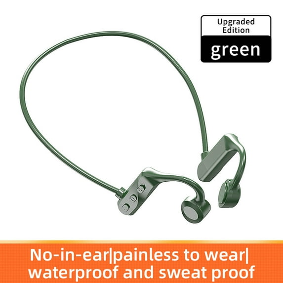 Clearance! Kbndieu Bone Conduction Headphones, Open Ear Wireless Bluetooth Headphones, Long Standby Sweatproof Waterproof Headset for Running, Cycling, Hiking, Driving (Green)