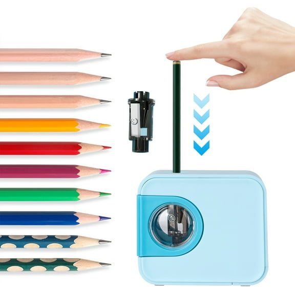 Clearance! Kbndieu Electric Pencil Sharpener, Colored Pencil Sharpener for 6-8mm Pencils,, Auto Stop, Super Sharp & Fast, Blue