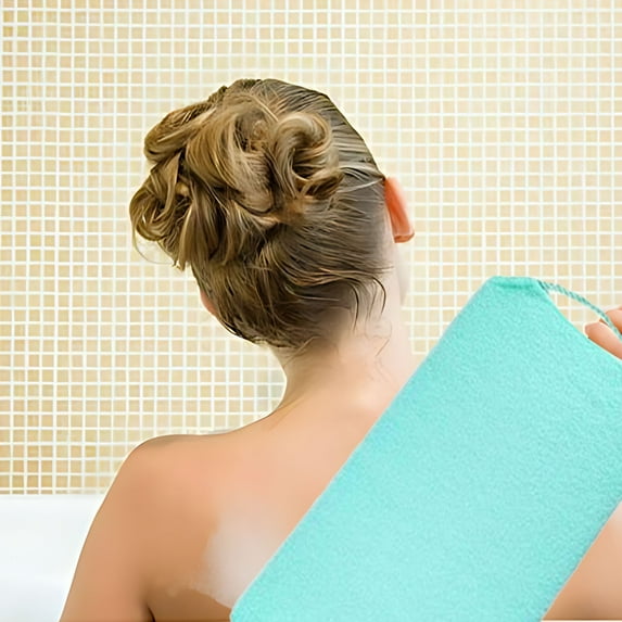 Clearance Kbndieu Exfoliating Washcloth Back Scrubber for Shower, Nylon Body Scrubber Exfoliator with Handles, Deep Cleans Skin Massages for Women Men (Blue)