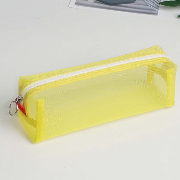 Kbndieu Nylon Transparent Mesh Pencil Case Large-capacity Pencil Pouch Cute Storage Pencil Bag