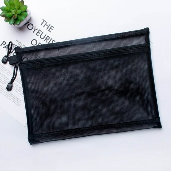 Kbndieu Pencil Case Transparent Double-layer Mesh Zipper Pencil Pouch