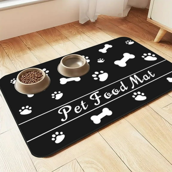 Clearance Kbndieu Pet Feeding Mat, Dog Food Mat for Food and Water, Waterproof Non Slip Dog Pet Cat Feeding Mat Food Bowl Mats Placemat, Black