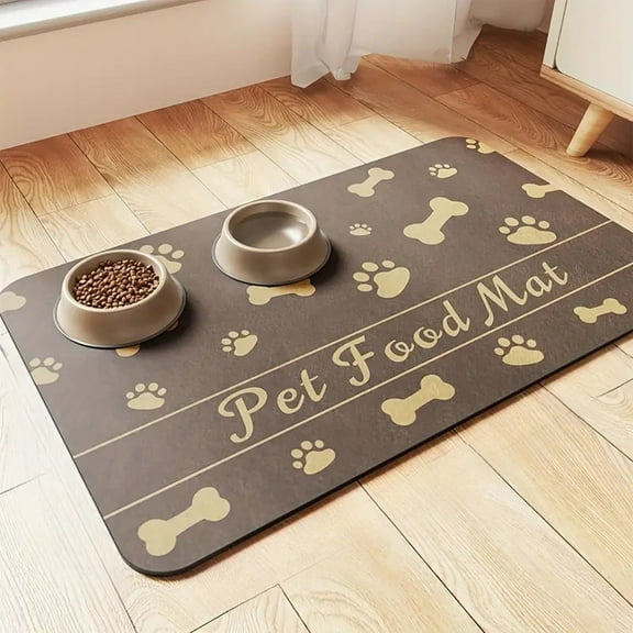 Clearance Kbndieu Pet Feeding Mat, Dog Food Mat for Food and Water, Waterproof Non Slip Dog Pet Cat Feeding Mat Food Bowl Mats Placemat, Brown