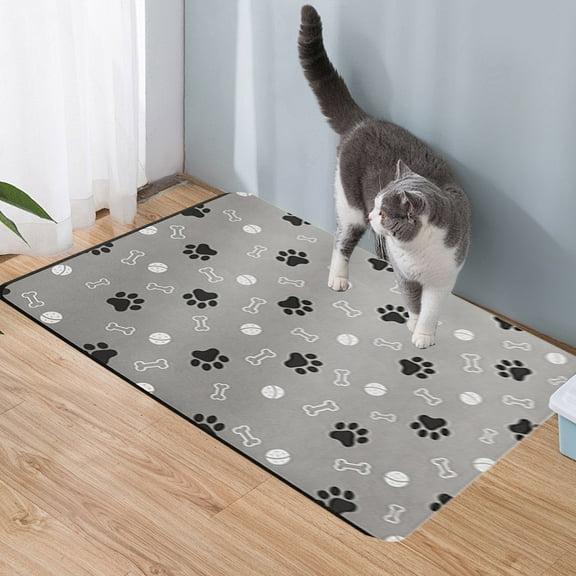 Clearance Kbndieu Pet Feeding Mat, Dog Food Mat for Food and Water, Waterproof Non Slip Dog Pet Cat Feeding Mat Food Bowl Mats Placemat (L)