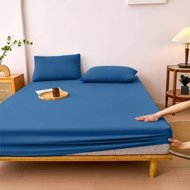Clearance! Kbndieu Twin Fitted Sheet - Ultra Soft Hotel Quality Luxury Fitted Sheets Only - Wrinkle Free, Deep Pockets, Easy-Care, Breathable & Comfy (Twin, Blue)