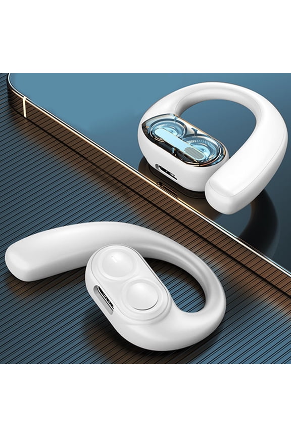 Clearance! Kbndieu Wireless Earbuds Bluetooth 5.4 Headphones Wireless Ear Mounted Two Speaker Stereo High-definition Call Directional Sound Transmission Bluetooth Headset (White)