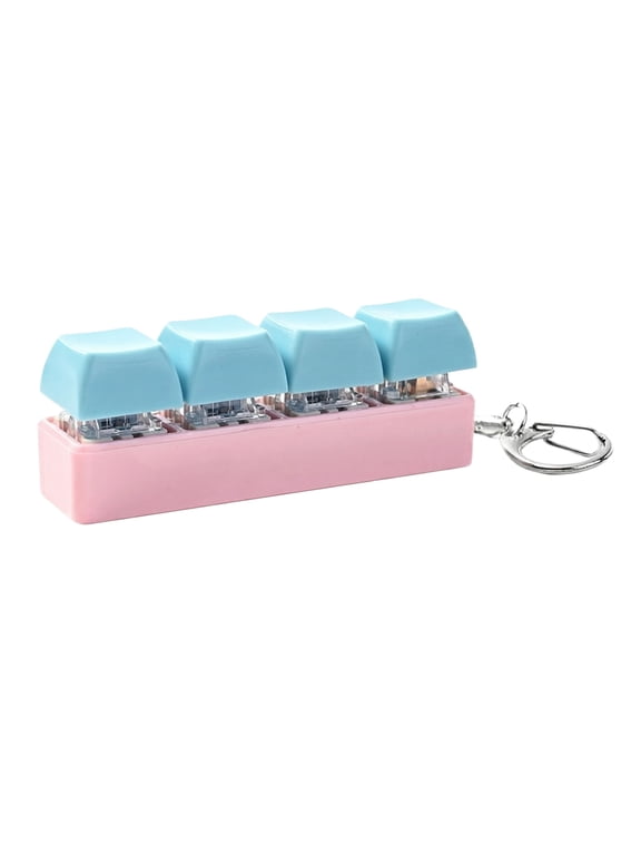 Clearance! Keyboard Fidget Toy - 4-Button Stress Relief Clicker Keychain, Clicky Sound Portable Fidget Keyboard for Adults, Great for Typists,A