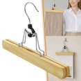 thumbnail image 1 of Clearance Khaki Solid Wood Pants Hanger with Clips - Non-Slip Trouser Clamp Hanger for Skirts and Pants, 1 of 9