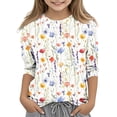 thumbnail image 1 of Kids Clothes Girls Girls Shirts Size 14 16 Round Neck Tee Shirts 3/4 Sleeve Blouse Tops Floral Shirts for Girls Top for Girls 10-12, 1 of 4
