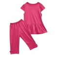 thumbnail image 1 of Kids Girls Sets Efsteb Toddler Kids Baby Girls Clothes Sets Solid Color Casual Fashion Summer Round Neck Short Sleeve T Shirts Long Pants Set Outfits (Hot Pink,4 Years), 1 of 7