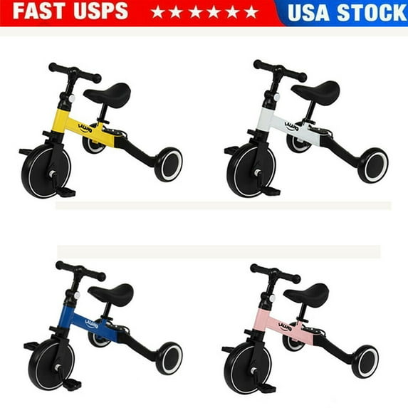 Clearance! Kids Tricycles with 3 Wheels, Folding Rider Trike for Toddler 1-4 Years Old, Baby Balance Training Bike Perfect as Boys Girls Walking Bicycle with Detachable Pedal