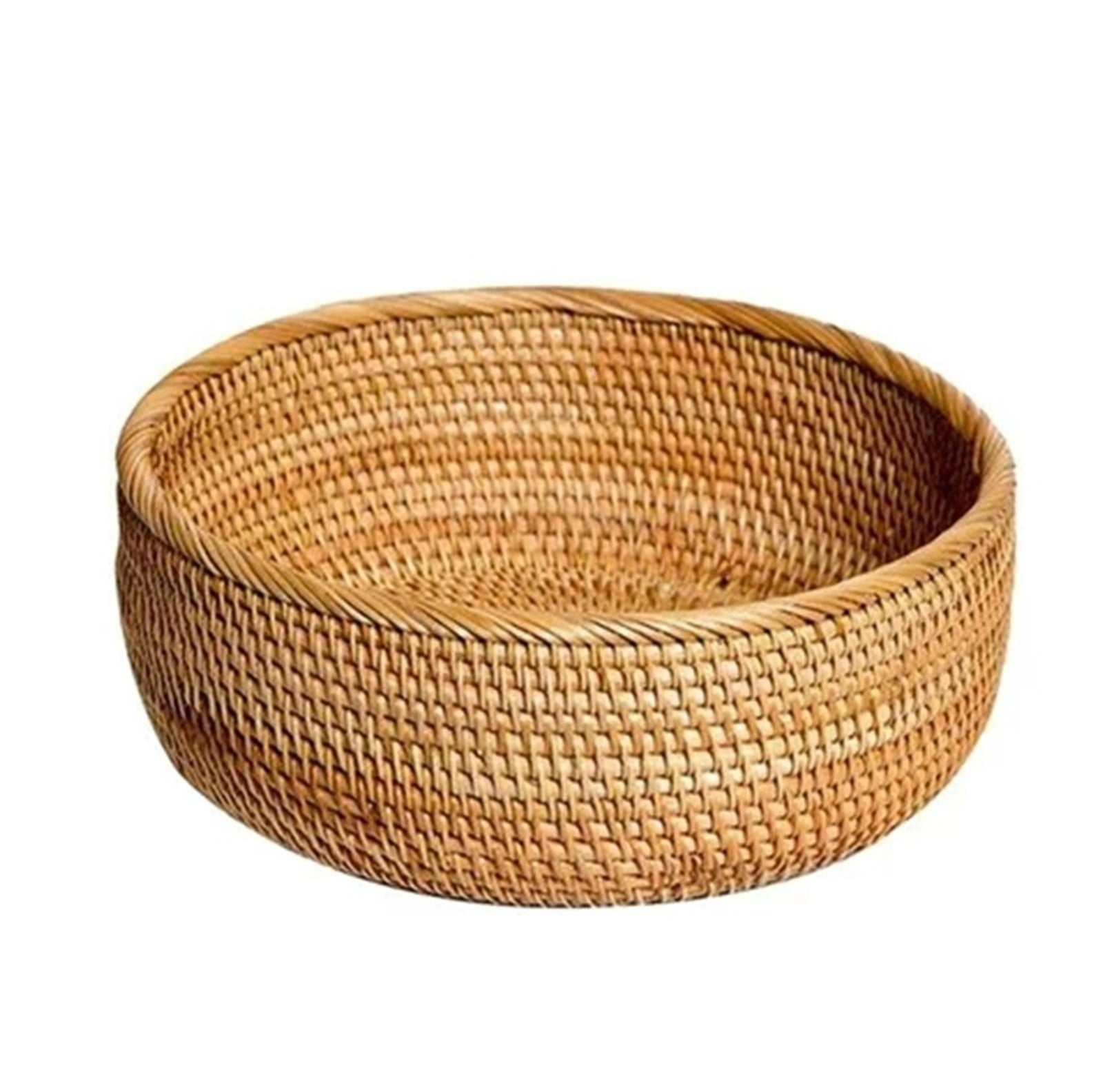 Clearance! Kingtowag Wooden Basket Small Wicker Basket with Handle, Basket with Handle Out Handles, Wicker Fruit/Bread Serving Basket, Fruit Basket Decorative Baskets for Kitchen Counter Organizing